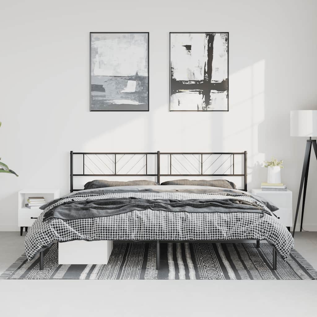 Giroletto con Testiera in Metallo Nero 193x203 cm