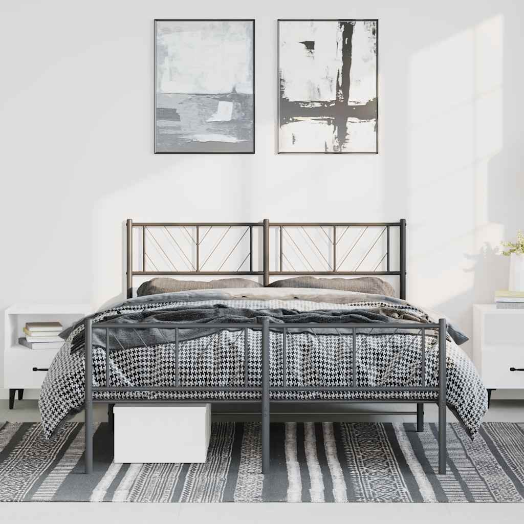 Giroletto con Testiera e Pediera Metallo Nero 150x200 cm