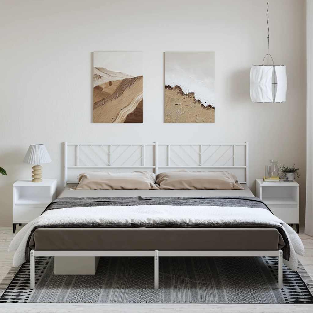 Giroletto con Testiera Metallo Bianco 183x213 cm