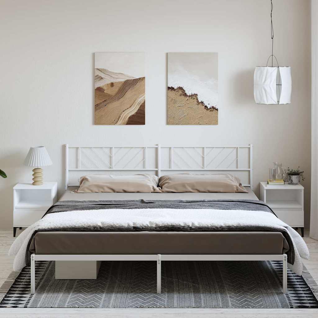 Giroletto con Testiera Metallo Bianco 193x203 cm