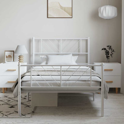 Giroletto con Testiera e Pediera Metallo Bianco 100x190 cm