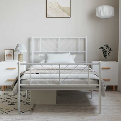 Giroletto con Testiera e Pediera Metallo Bianco 100x200 cm