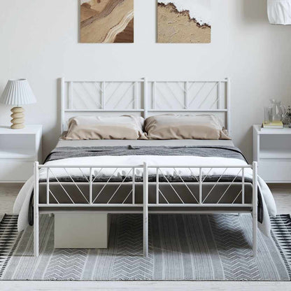 Giroletto con Testiera e Pediera Metallo Bianco 135x190 cm