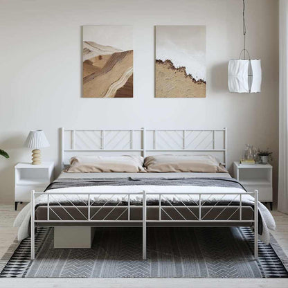 Giroletto con Testiera e Pediera Metallo Bianco 193x203 cm