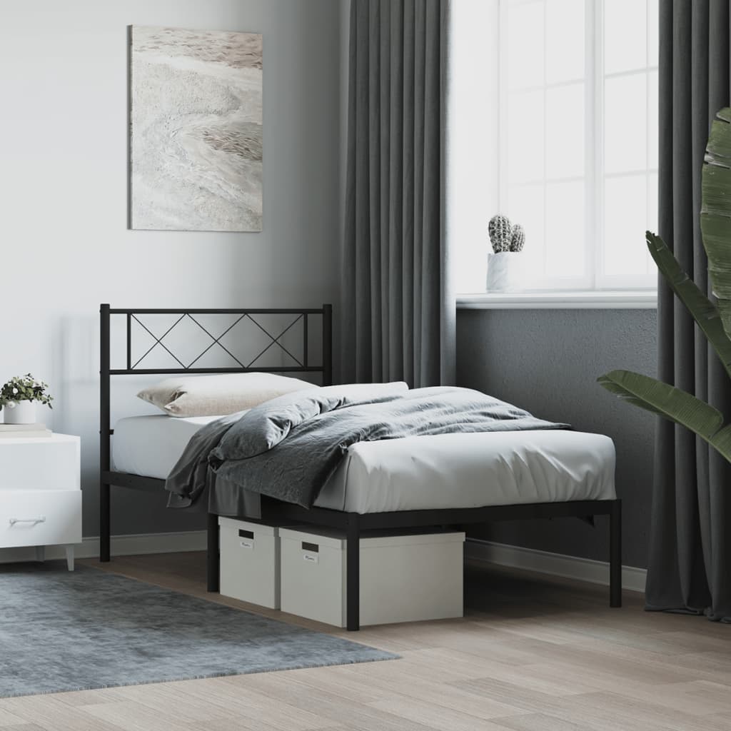Giroletto con Testiera in Metallo Nero 75x190 cm