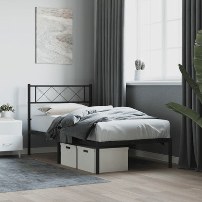 Giroletto con Testiera in Metallo Nero 75x190 cm