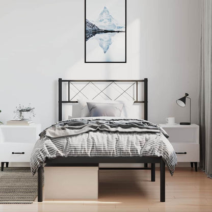 Giroletto con Testiera Metallo Nero 100x200 cm