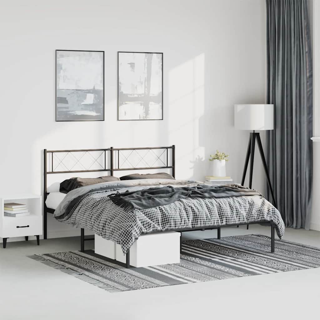 Giroletto con Testiera in Metallo Nero 135x190 cm