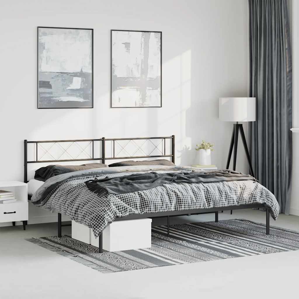 Giroletto con Testiera in Metallo Nero 193x203 cm