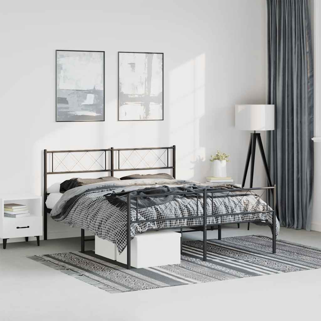 Giroletto con Testiera e Pediera Metallo Nero 135x190 cm