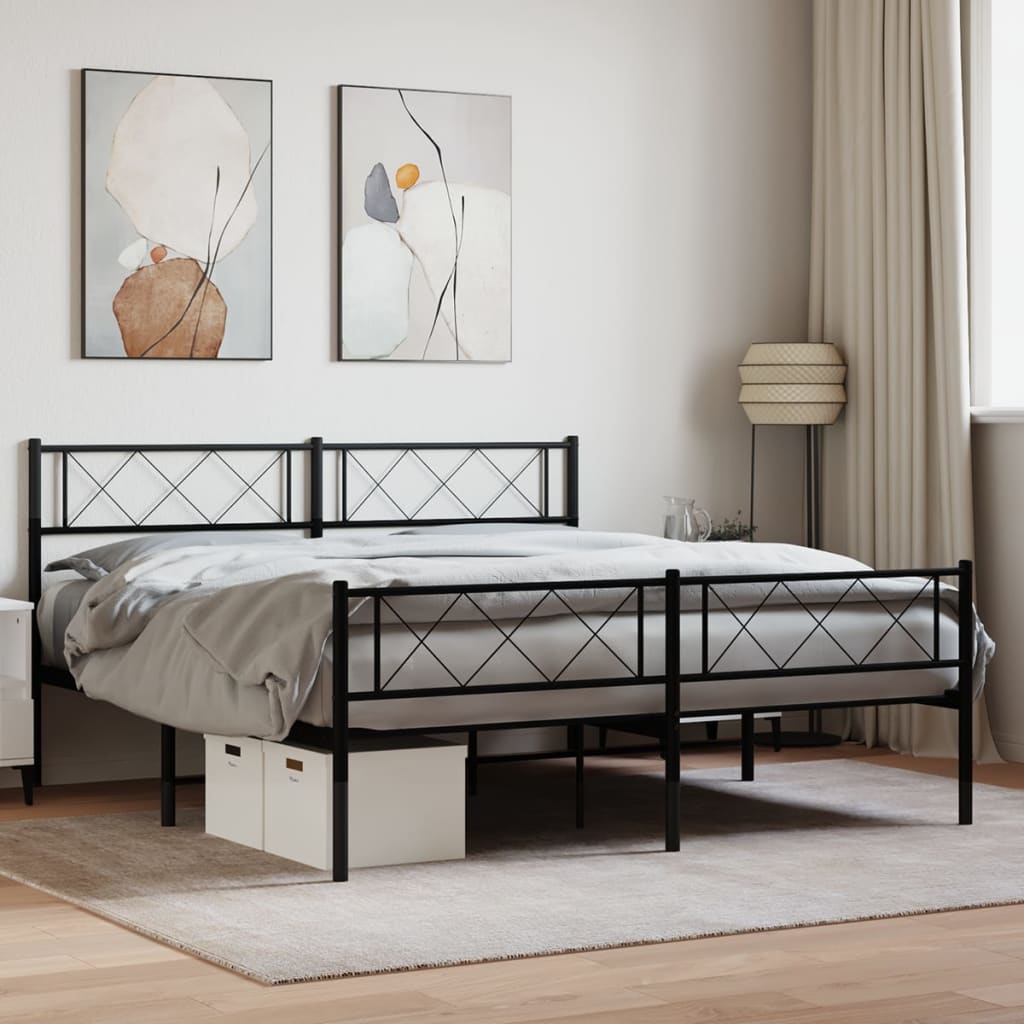 Giroletto senza Materaso con Pediera in Metallo Nero 160x200 cm