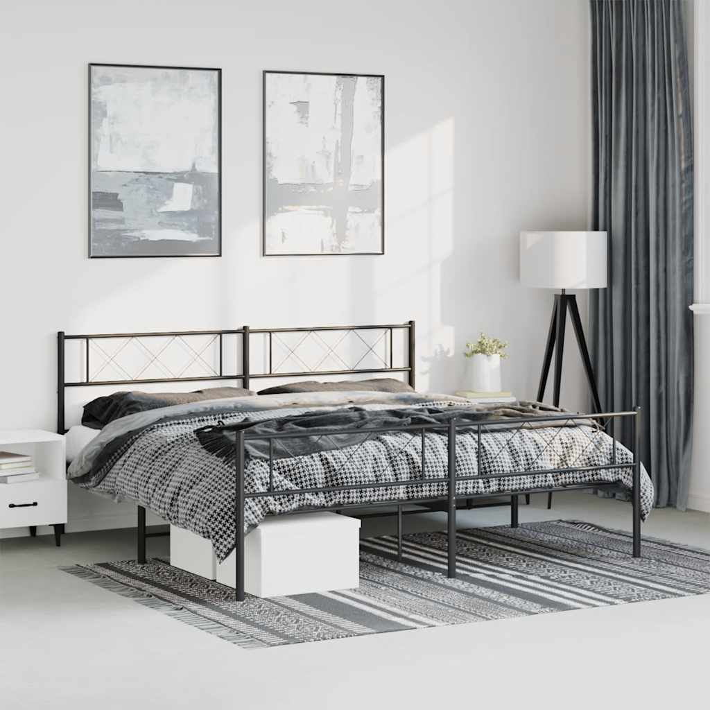 Giroletto con Testiera e Pediera Metallo Nero 183x213 cm