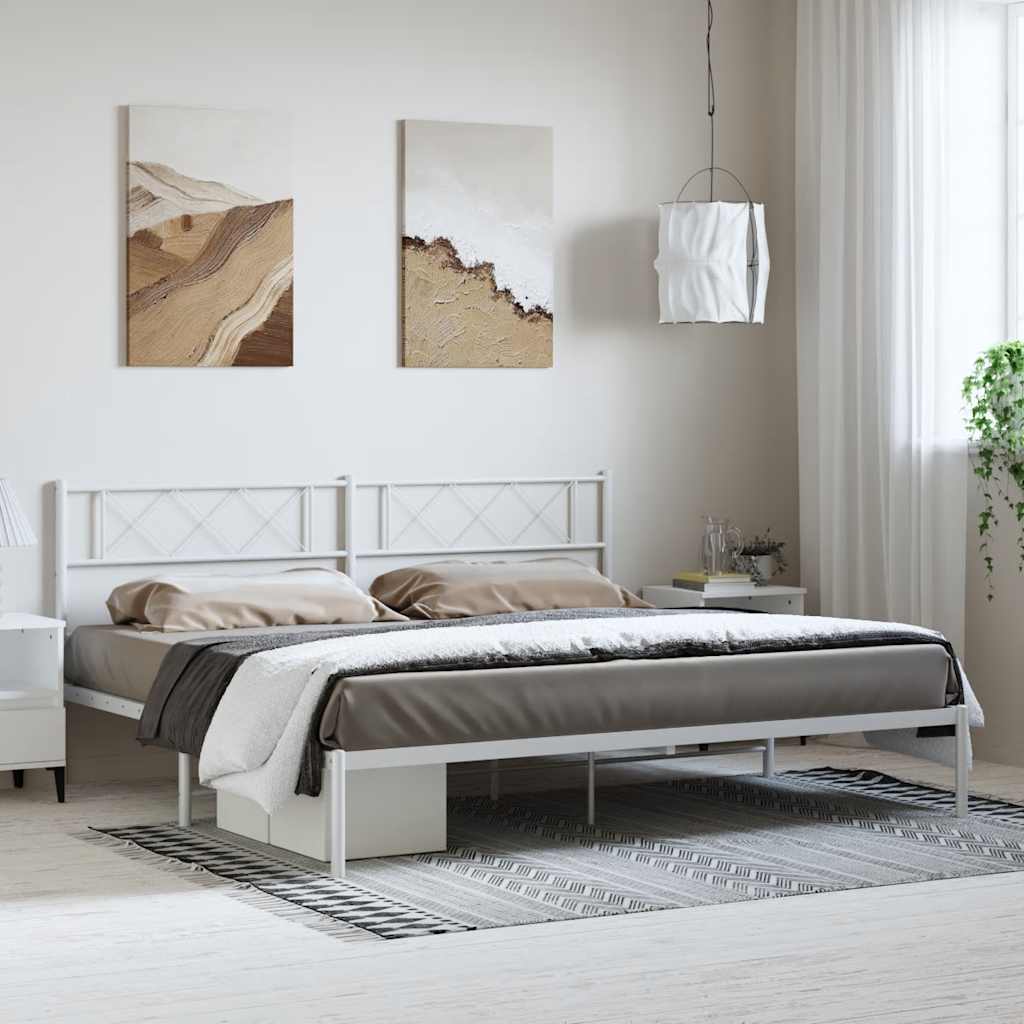 Giroletto con Testiera Metallo Bianco 183x213 cm