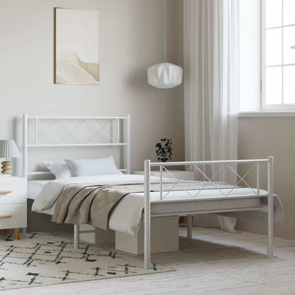Giroletto con Testiera e Pediera Metallo Bianco 100x190 cm