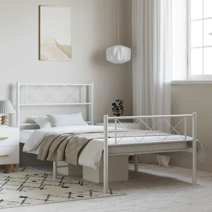 Giroletto con Testiera e Pediera Metallo Bianco 100x200 cm