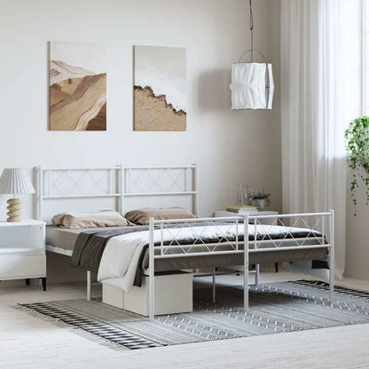 Giroletto con Testiera e Pediera Metallo Bianco 135x190 cm