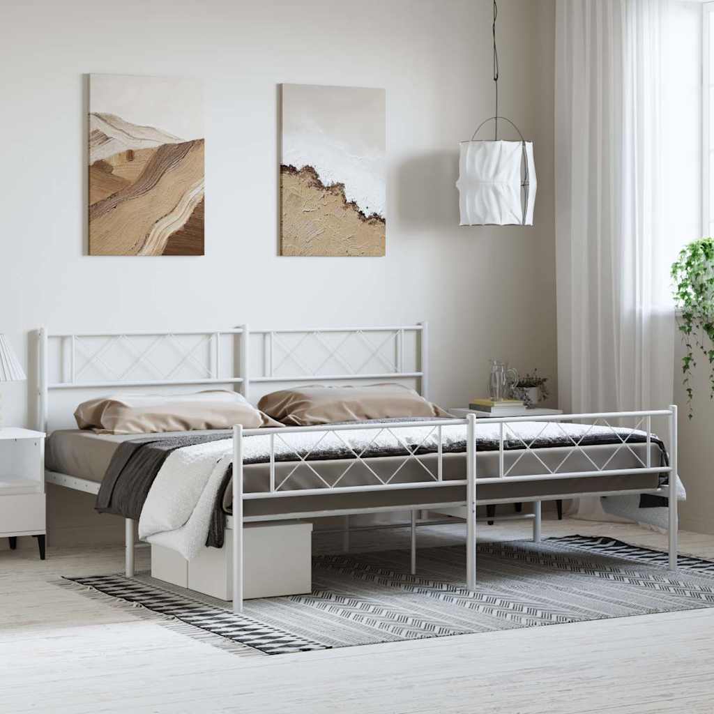 Giroletto con Testiera e Pediera Metallo Bianco 183x213 cm