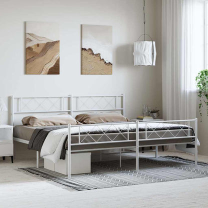 Giroletto con Testiera e Pediera Metallo Bianco 183x213 cm