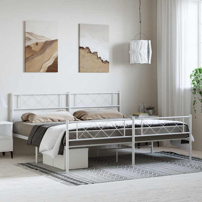 Giroletto con Testiera e Pediera Metallo Bianco 193x203 cm