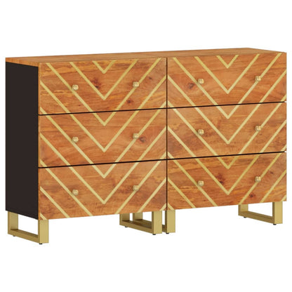 Mobiletti 2pz Marrone e Nero 60x33,5x75 cm Legno Massello Mango