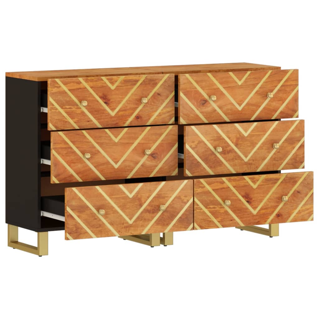 Mobiletti 2pz Marrone e Nero 60x33,5x75 cm Legno Massello Mango