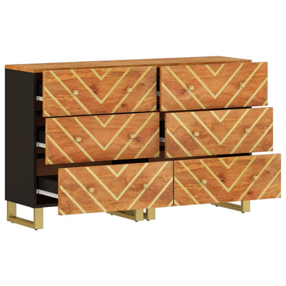 Mobiletti 2pz Marrone e Nero 60x33,5x75 cm Legno Massello Mango
