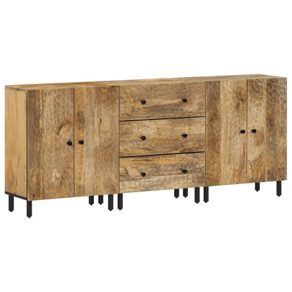 Credenze 3 pz 60x33x75 cm in Legno Massello di Mango