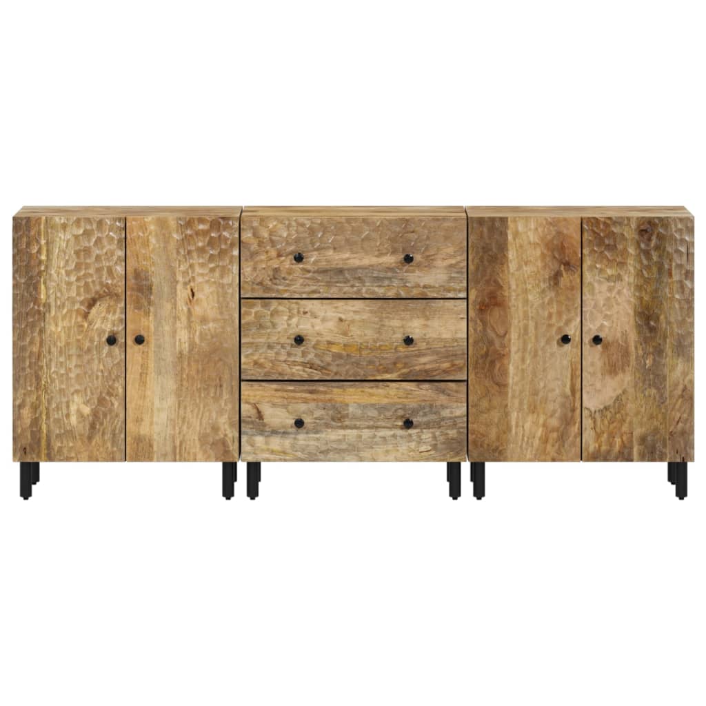 Credenze 3 pz 60x33x75 cm in Legno Massello di Mango