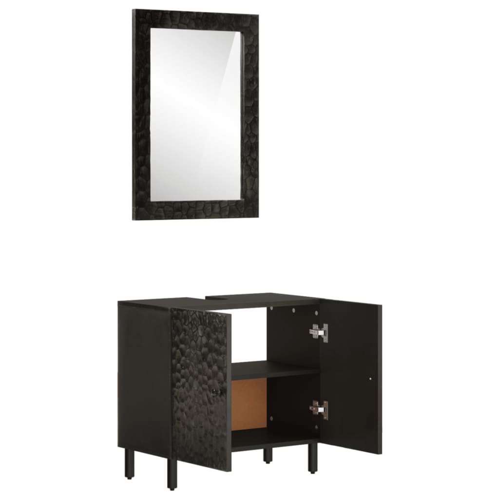 Set Mobili da Bagno 2pz in Legno Massello di Mango