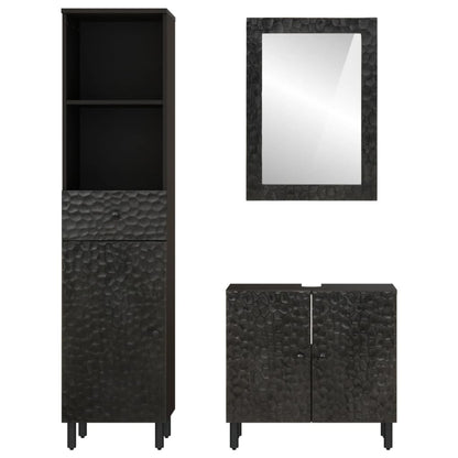 Set Mobili da Bagno 3 pz in Legno Massello di Mango