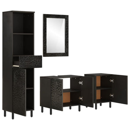 Set Mobili da Bagno 4 pz in Legno Massello di Mango