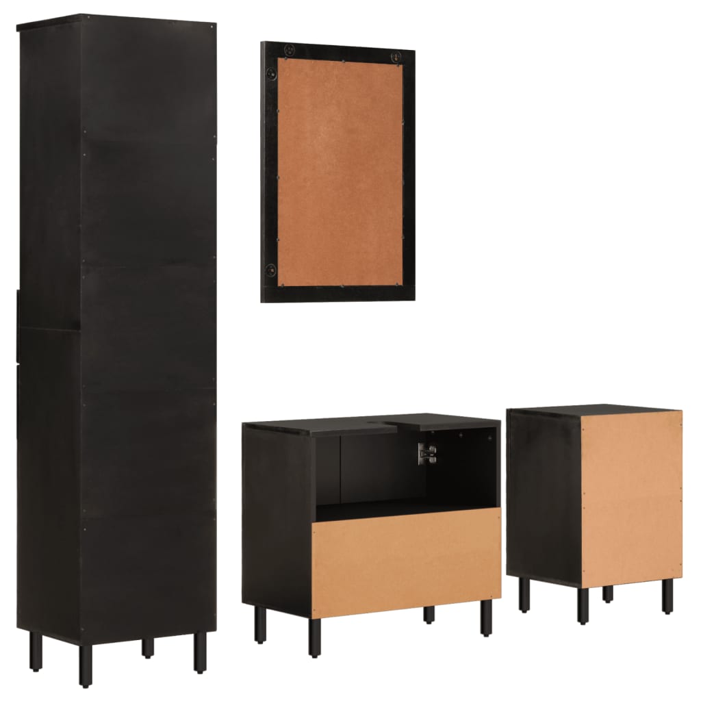 Set Mobili da Bagno 4 pz in Legno Massello di Mango