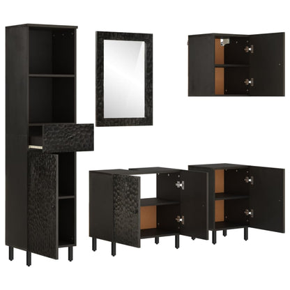 Set Mobili da Bagno 5 pz in Legno Massello di Mango