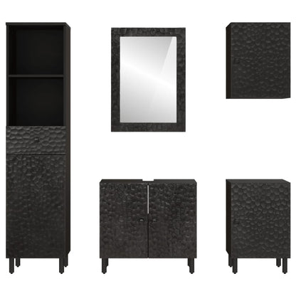 Set Mobili da Bagno 5 pz in Legno Massello di Mango