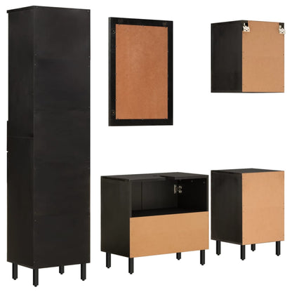 Set Mobili da Bagno 5 pz in Legno Massello di Mango
