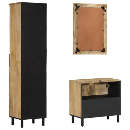 Set Mobili da Bagno 3pz in Legno Massello di Mango