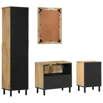 Set Mobili da Bagno 4 pz in Legno Massello di Mango