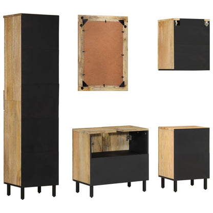 Set Mobili da Bagno 5 pz in Legno Massello di Mango