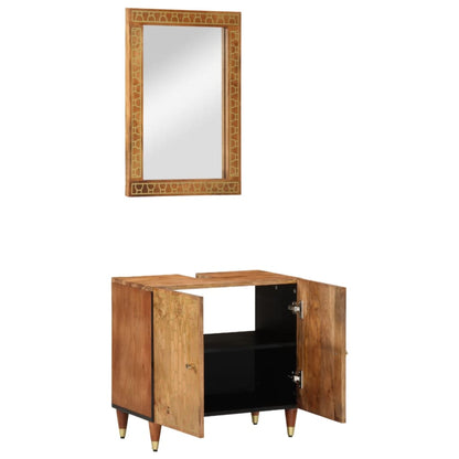 Set Mobili da Bagno 2pz in Legno Massello di Mango