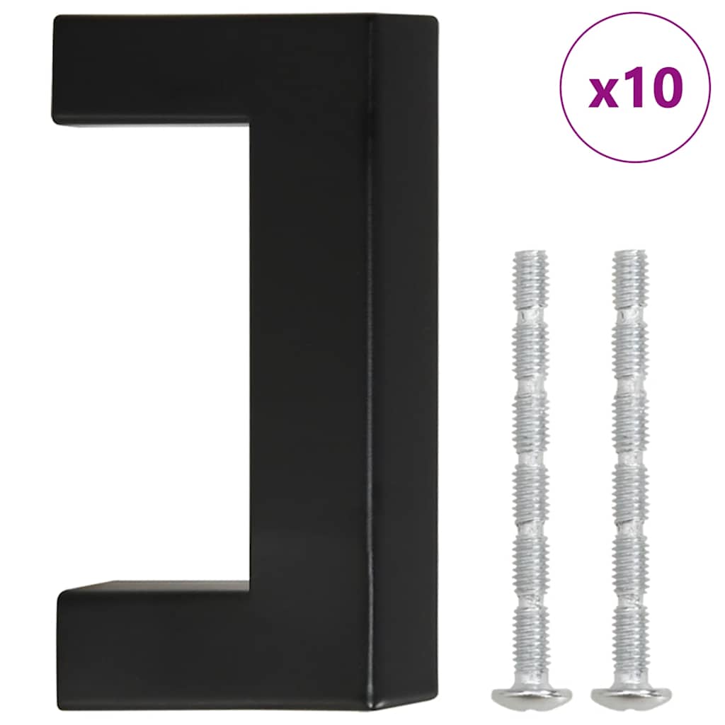 Maniglie per Mobili 10pz Nere 64mm in Acciaio Inox