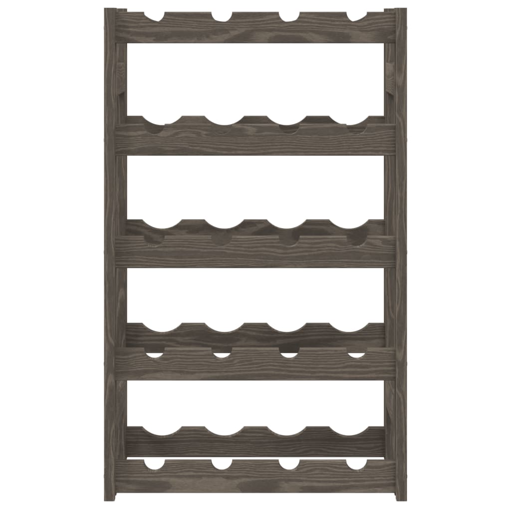 Portabottiglie per 20 Bottiglie Grigio Legno Massello di Pino