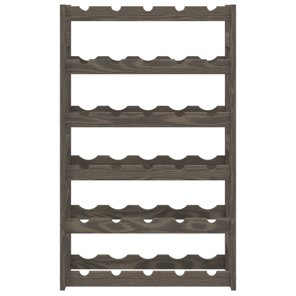 Portabottiglie per 30 Bottiglie Grigio Legno Massello di Pino