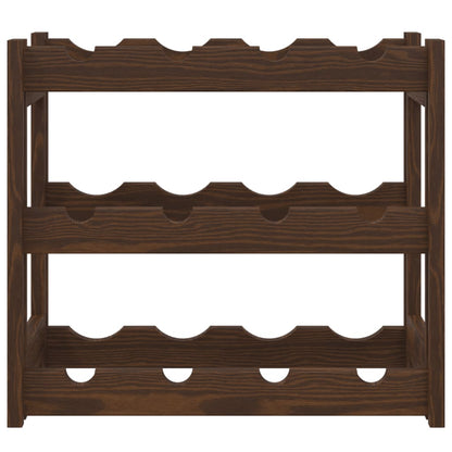 Portabottiglie per 12 Bottiglie Marrone Legno Massello di Pino