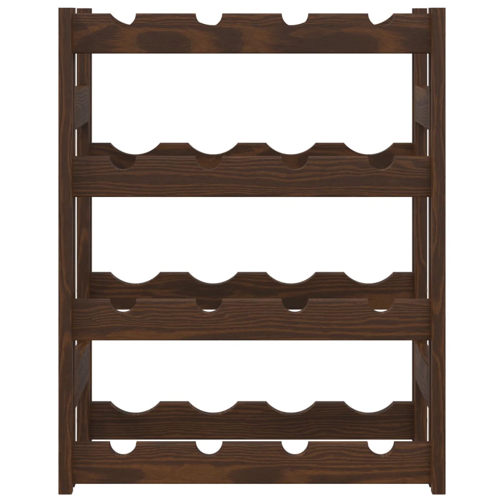 Portabottiglie per 16 Bottiglie Marrone Legno Massello di Pino