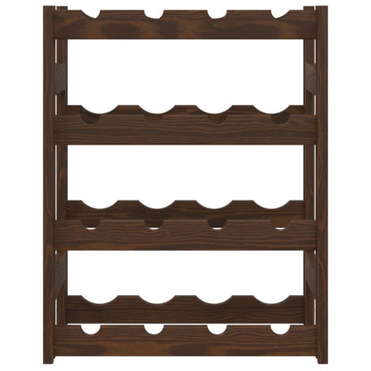 Portabottiglie per 16 Bottiglie Marrone Legno Massello di Pino
