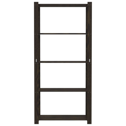 Scaffale a 5 Livelli Nero 80x38x170 cm in Legno di Pino