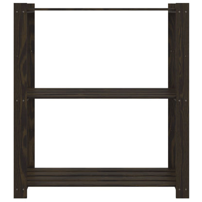 Scaffale a 3 Livelli Nero 80x38x90 cm in Legno Massello di Pino
