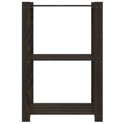 Scaffale a 3 Livelli Nero 60x38x90 cm in Legno Massello di Pino