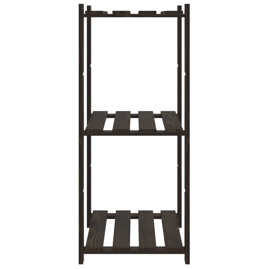 Scaffale a 3 Livelli Nero 60x38x90 cm in Legno Massello di Pino