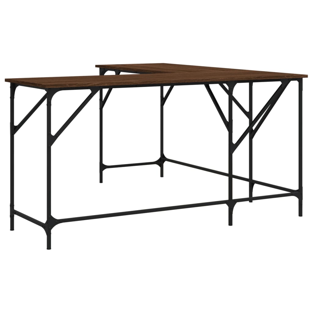 Scrivania Rovere Marrone 149x149x75 cm in Legno Multistrato